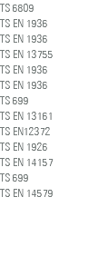 TS 6809 TS EN 1936 TS EN 1936 TS EN 13755 TS EN 1936 TS EN 1936 TS 699 TS EN 13161 TS EN12372 TS EN 1926 TS EN 14157 TS 699 TS EN 14579 